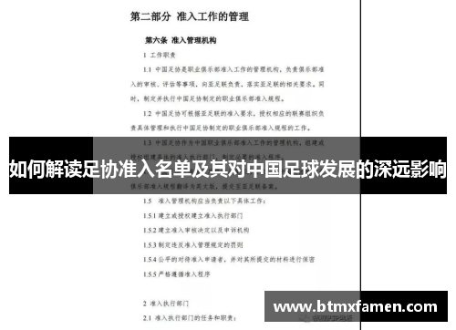 如何解读足协准入名单及其对中国足球发展的深远影响